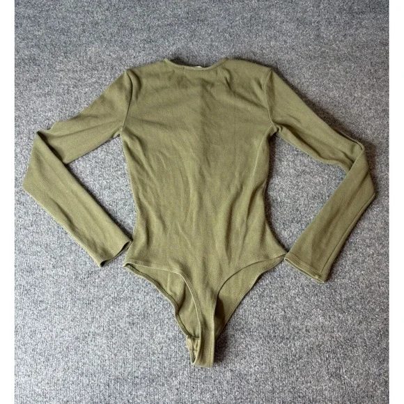 Lovers and Friends Bodysuit Women XXS Green Long Sleeve Basic Minimalist 2XS - Picture 5 of 9
